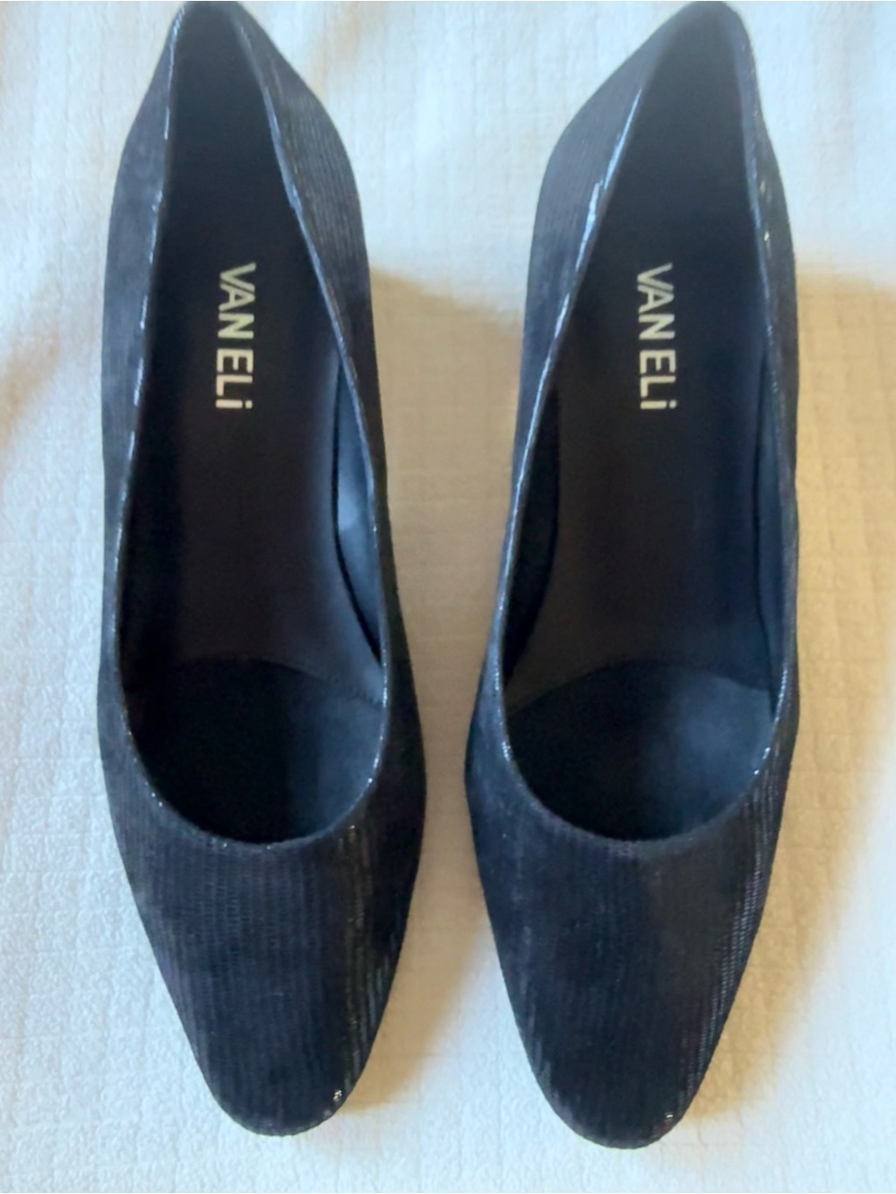 VANELi Black Textured Low Heel Pumps | Classic Career & Dress Shoes - Picture 5 of 12